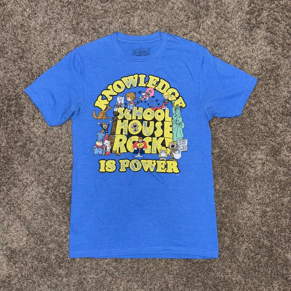 Ripple Junction Schoolhouse Rock Knowledge Is Power Graphic T-Shirt Blue Small